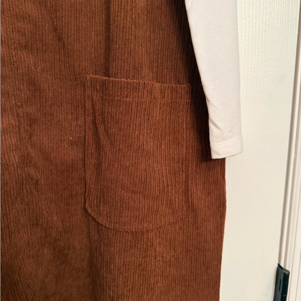 Brown Corduroy Overall Dress medium large $89 Anthropologie - Picture 2 of 6